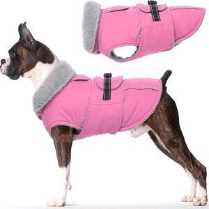 Warm Dog Coats for Large Dogs Waterproof Pink, L